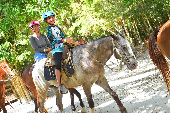 Cancun Extreme Local Adventure: Horseback Riding plus ATV, Cenote, Ziplines, and Lunch