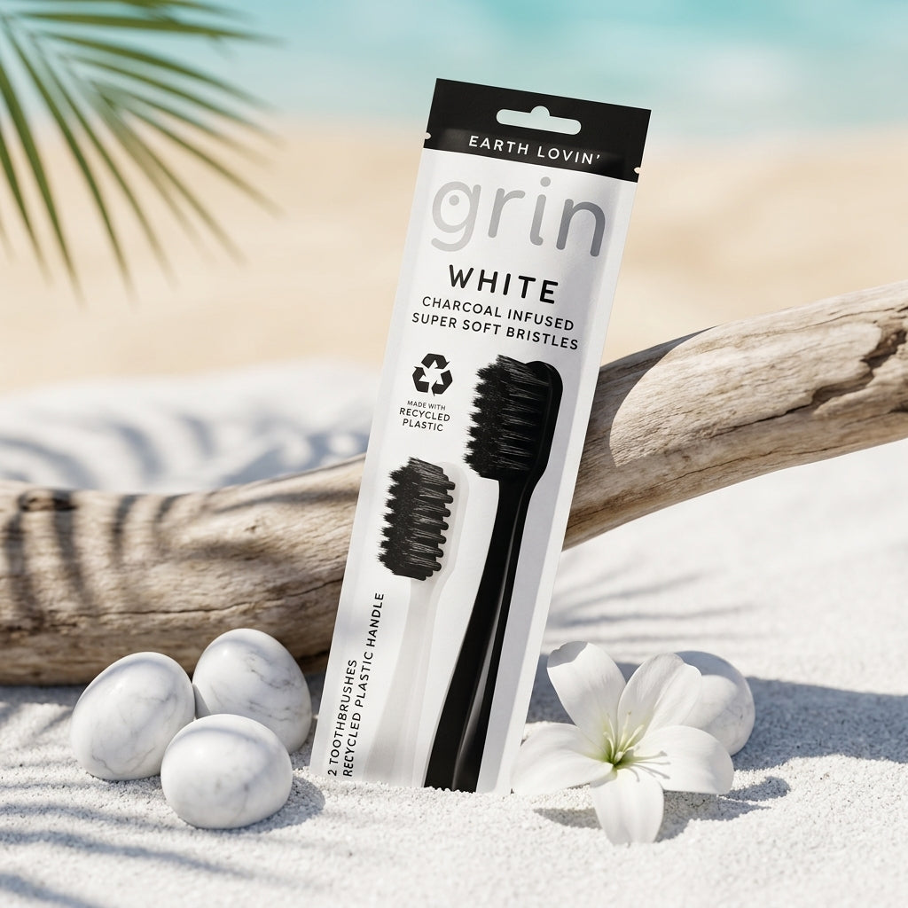Grin Toothbrush - Ultra soft white charcoal bristles