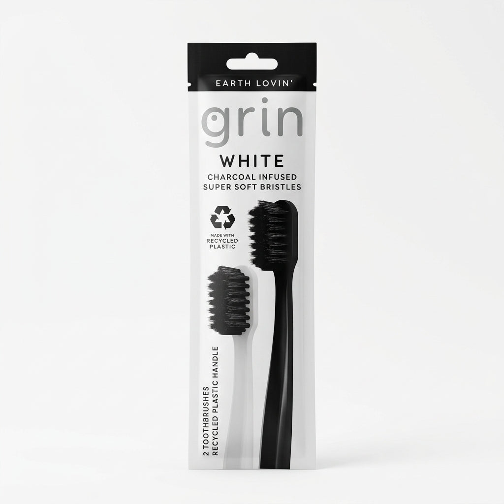 Grin Toothbrush - Ultra soft white charcoal bristles