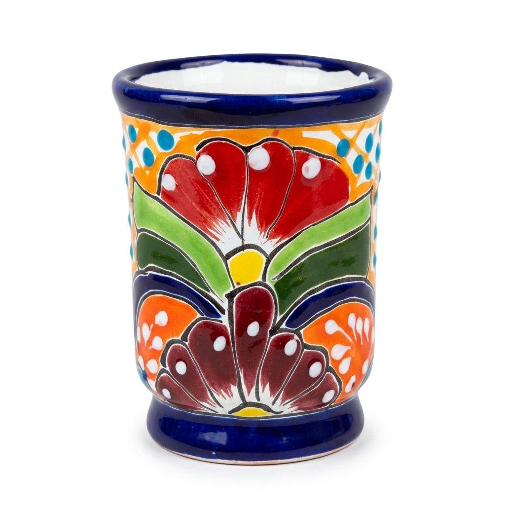 Hand-Painted Talavera Mug Set (4-Piece, Assorted Patterns)
