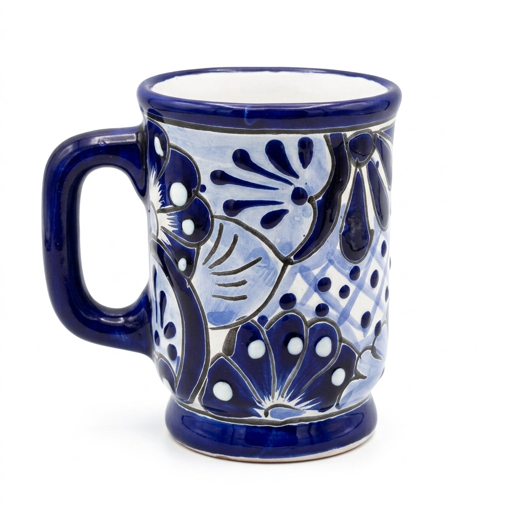 Hand-Painted Talavera Mug Set (4-Piece, Assorted Patterns)