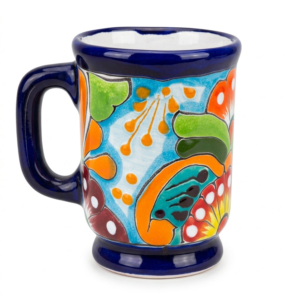 Hand-Painted Talavera Mug Set (4-Piece, Assorted Patterns)