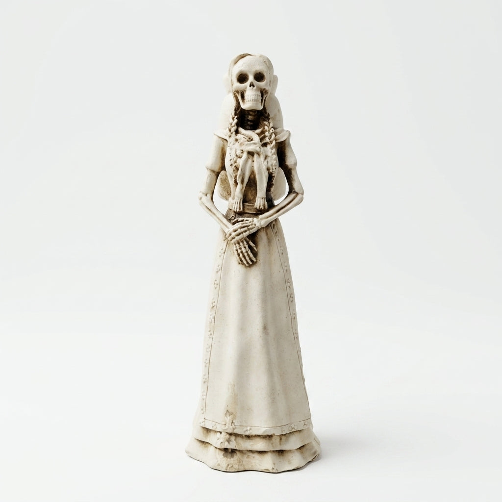 Day of the Dead Tapatía Figurine with Water Jug — Hand-Finished Mexican Folk Art