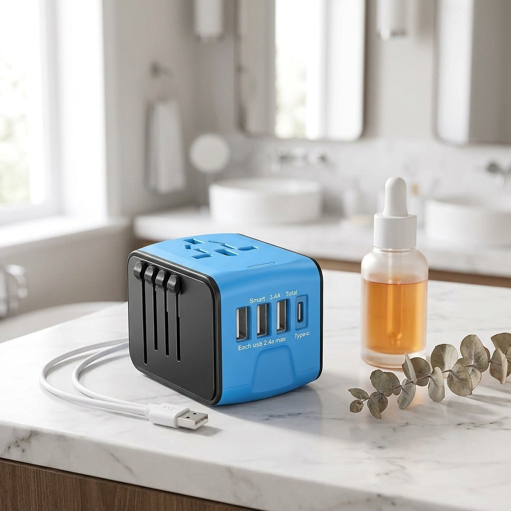 Universal Travel Plug Adapter with USB-C + 3 USB-A Ports