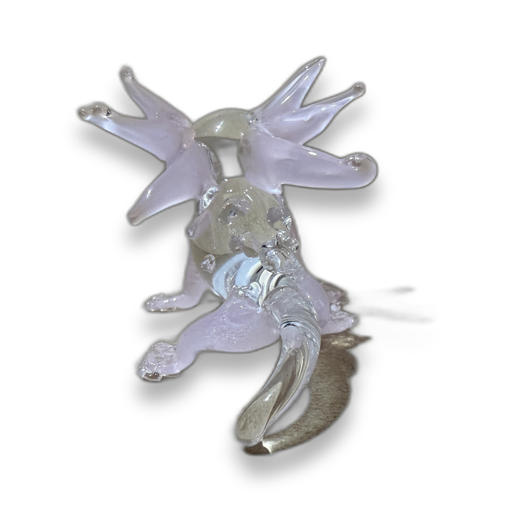 Hand-blown clear glass axolotl figurine — Mexican folk art
