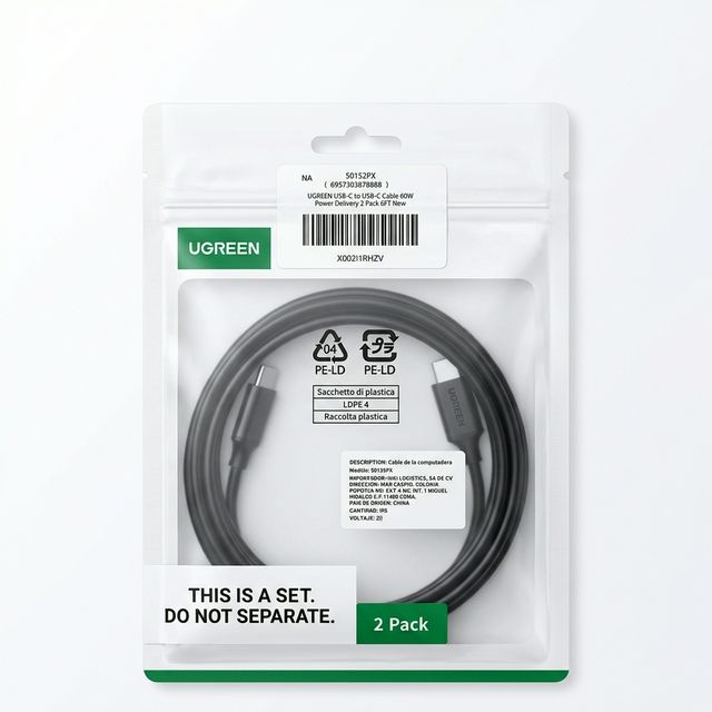 Ugreen USB-C Cable 6ft - 2 Pack